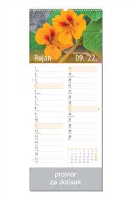 KALENDAR-2022 ZIDNI COLOR CVJETNI PLANER RUJAN