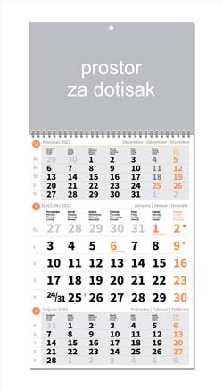 KALENDAR-2022 TRODJELNI POSLOVNI NARANČASTI