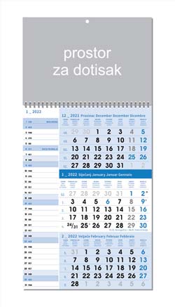 KALENDAR-2022 TRODJELNI POSLOVNI PLANER PLAVI