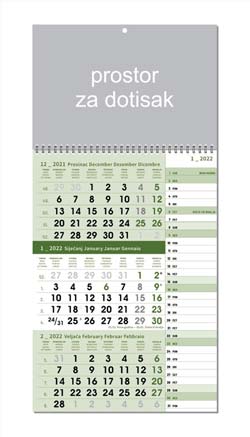 KALENDAR-2022 TRODJELNI POSLOVNI PLANER ZELENI