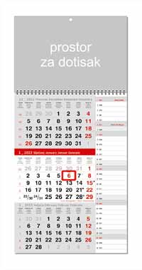 POSLOVNI TRODJELNI KALENDAR PLANER CRVENI