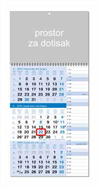 POSLOVNI TRODJELNI KALENDAR PLANER PLAVI