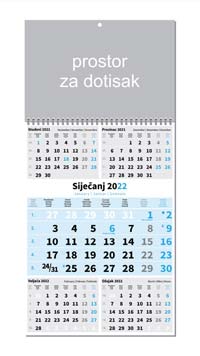 TRODJELNI POSLOVNI KALENDAR 5 MJESECI PLAVI