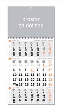 TRODJELNI POSLOVNI KALENDAR NARANČASTI