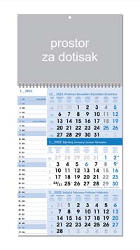 TRODJELNI POSLOVNI KALENDAR PLANER PLAVI